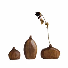 Элегантный черный орех Art Геометрическая ваза ручной работы горшок Цветочный свадебные украшения домашнего декора деревянные ремесла подарок