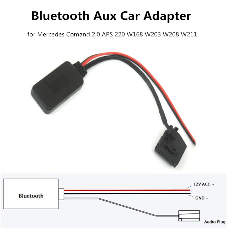 

12V Bluetooth Car Adapter AUX Cable for Mercedes Comand 2.0 APS 220 W168 W203 W208 W211 Audio Playback Audio Car AUX Cable