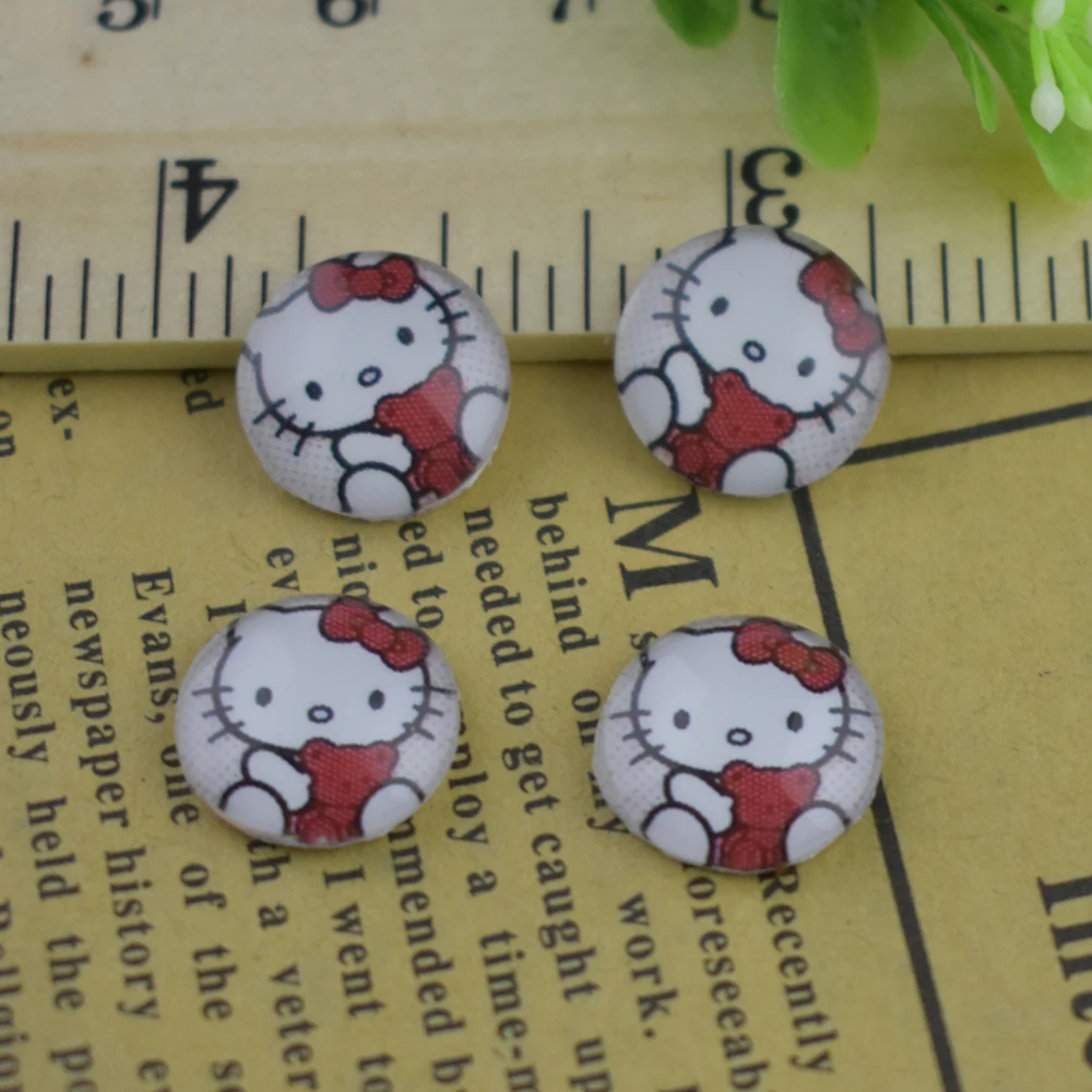 

12mm 20pcs Round Glass Cabochons Art Cameo Ste Handmade embedded Hello Kitty Series 5