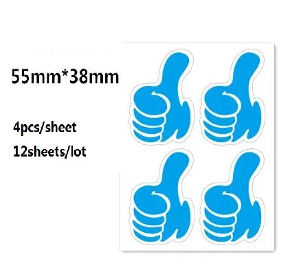 55x38mm Blue 12 листов мини-бумажная наклейка s детские игрушки наклейка s Thumbs школьные учительские награды наклейка 105*72 мм/55*38 мм/35*25 мм/27*18 мм - Цвет: 55x38mm Blue