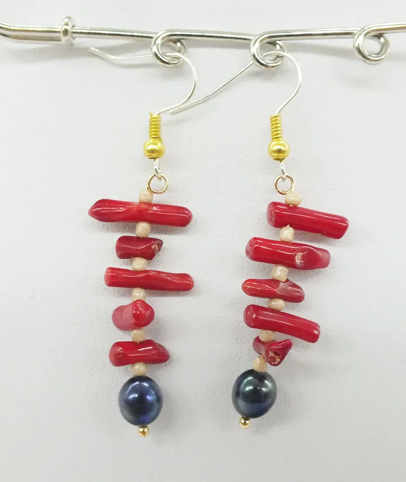 free delivery! Pearl, coral, earrings