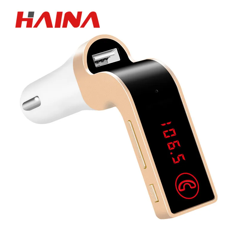 

Haina Bluetooth Wireless Transmitter Car Charger HandsFree FM G7 AUX Modulator Car Kit Mp3 Radio Modulator Audio LED Display