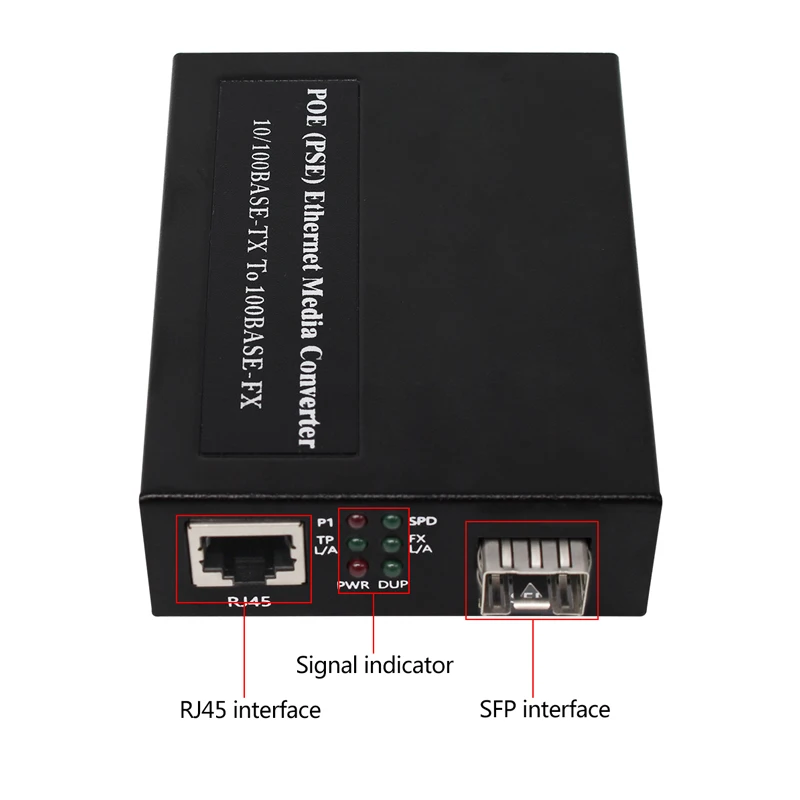 POE (PSE) Ethernet медиа-конвертер 10/100Base-TX до 100Base-FX