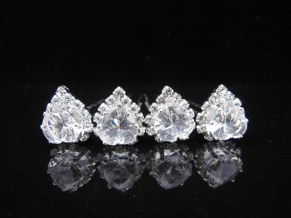 

12pcs Bridal Wedding Party Prom Heart-Shaped Crystal Hair Pins