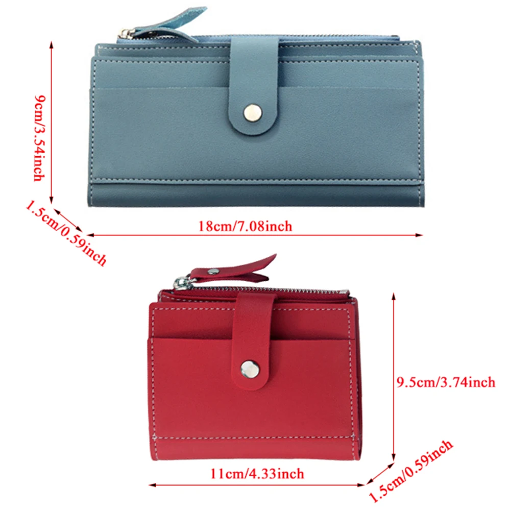 

Women Long short Wallets zipper Fastener Hasp PU Leather Wallet Female Purse Clutch Money Women Wallet Coin Purse red black