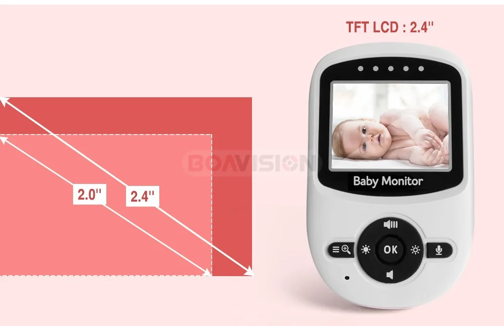Радио няня 2,4 дюймов ЖК-монитор няня ИК ночного видения Домофон колыбельные температура монитор будильник зум монитор SM24