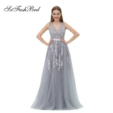

Robe Longue V Neck With Appliques A Line Tulle Long Formal Elegant Dresses for Women Evening Party Prom Dress Vestido De Festa