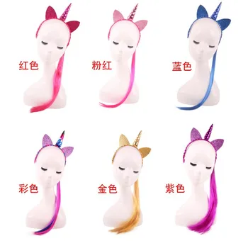 

Decorative Unicorn Horn Headband With Long Wig braids Fancy Dress Christmas Party Girl Lady Cosplay Magical Glitter Ear Hairband