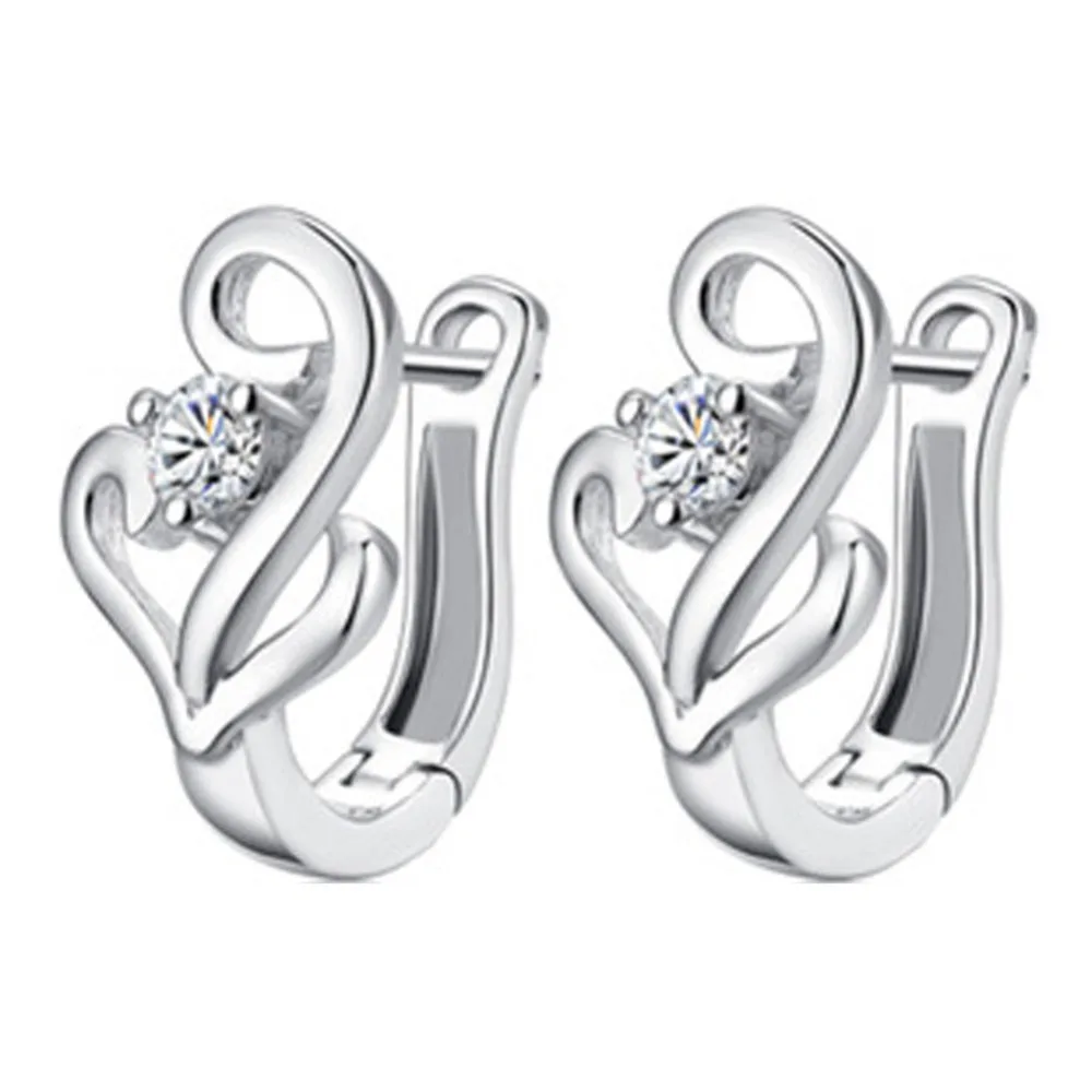 

Fashion 925 Lovely Music Note Stud Earrings Pendientes Ear Charm Earring Women Jewelry EAR-0753-SV