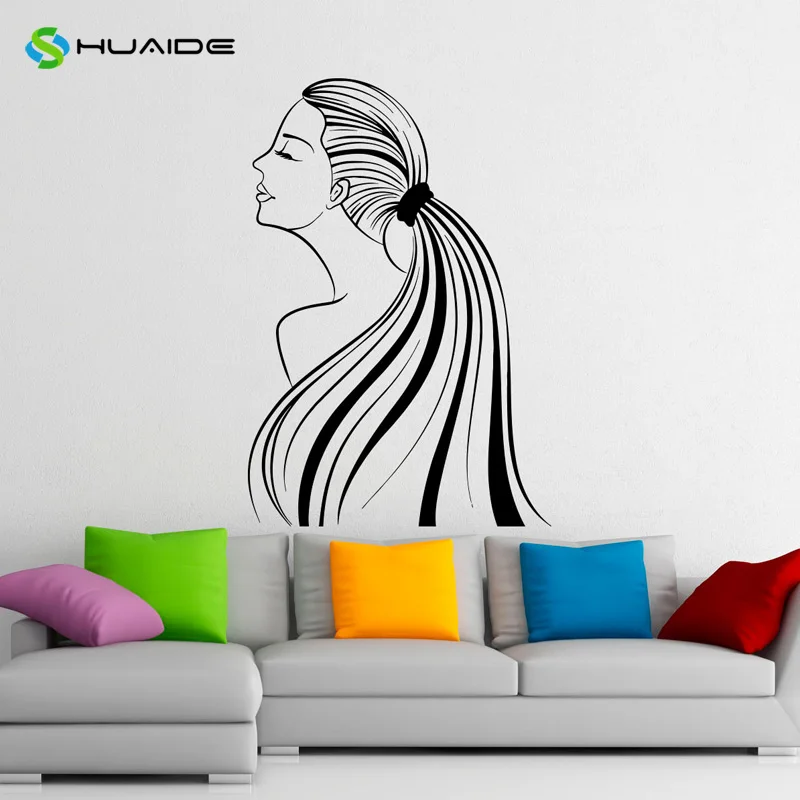 

Beauty Salon Hair Decal Wall Sticker Fashion Styling Sexy Girl Interior Bedroom Home Decor Dorm Room Wall Poster Art Murals A99