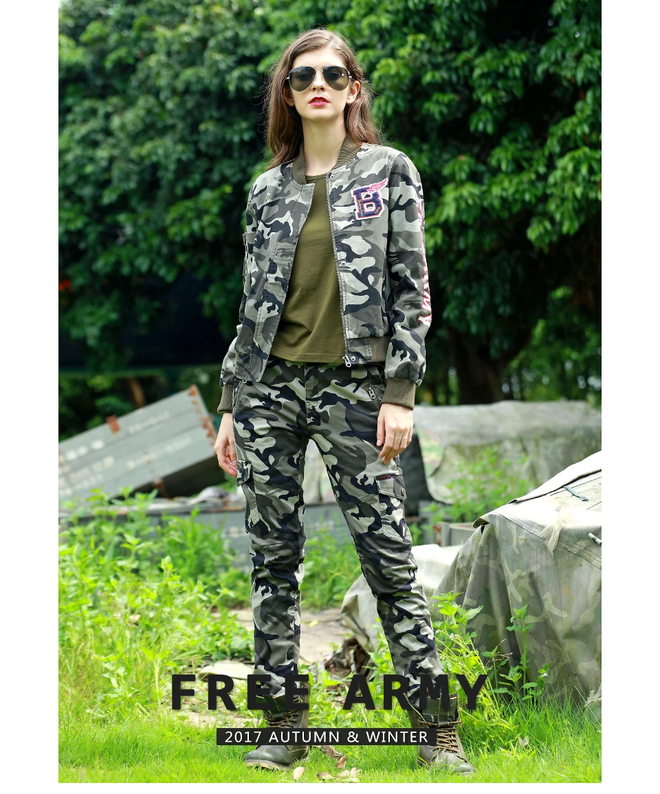 Армейская Женская куртка-бомбер, осенняя короткая куртка, военная куртка с воротником-стойкой, камуфляжная Хлопковая женская верхняя одежда, пальто