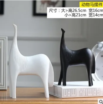 

Nordic Decoration Home Decoration Creative Black and White Ceramic Craft Decoration LT005 Black and White Horse