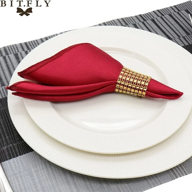 Burgundy 50 шт. 30 см настольные салфетки из ткани квадратный атласный тканевый платок для салфеток для свадьбы, дня рождения, дома, вечерние, отеля, золотой, белый - Цвет: Burgundy