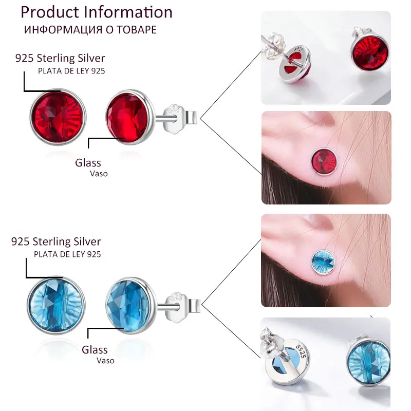 Серьги гвоздики женские из серебра 100% пробы с камнем капелькой|925 sterling|geometric stud