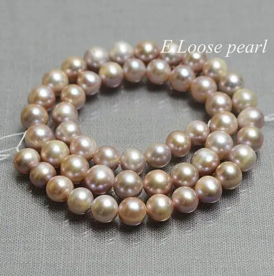 

Unique Pearls jewellery Store AA 7-8MM Light Purple Color Potato Round Freshwater Pearl Loose Beads One Full Strand YLS-117