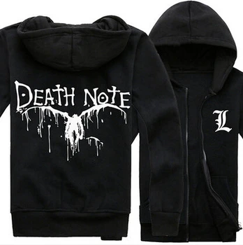 

New Death Note Black Hoodie Jacket Autumn Winter Warm Fashion Hoodies Coat Sweatshirts For Men Boy Cosplay Costume Free Shipping