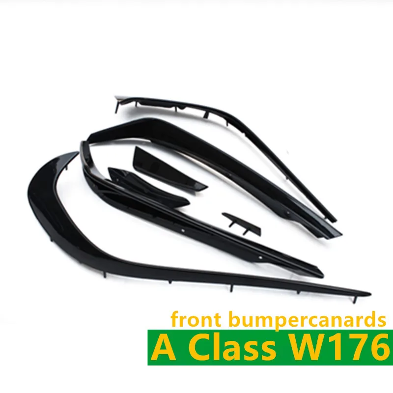 Carbon Fiber Rear Bumper Canards ABS Front Bumper Canards 8 Pieces/Set LCI A45 AMG Style for Mercedes A Class W176 LCI