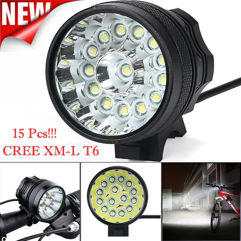 Высококачественная велосипедная светодиодная фара 34000 лм 15x CREE T6 3 режима