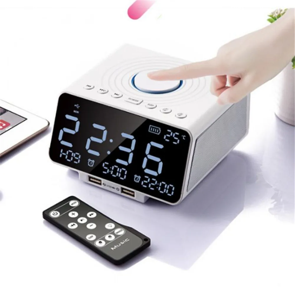 

Hot sale Clock FM Radio with Wireless Bluetooth Player Speaker USB Fast Charge Port LED Display for Bedroom