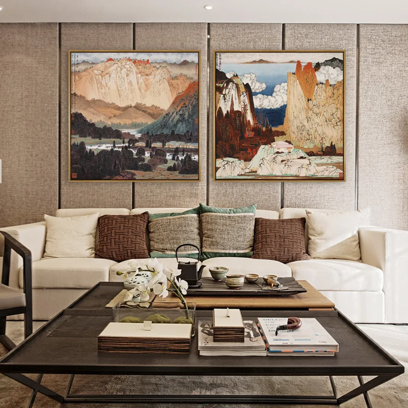 

Chinese style Decorative paintings Ink painting pattern Hanging pictures Living room entrance mural Sofa background wall paints