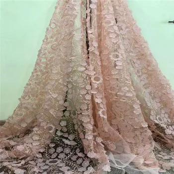 

2018 Good quality African 3d flowers Lace Fabric French 3D mesh Lace Fabric for special party dress HJ795-1