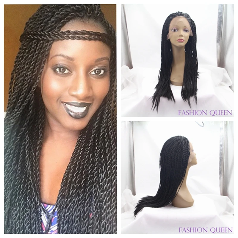 Hot Women Wig Full Hand Braided Wig Lace Front African American Wig Box