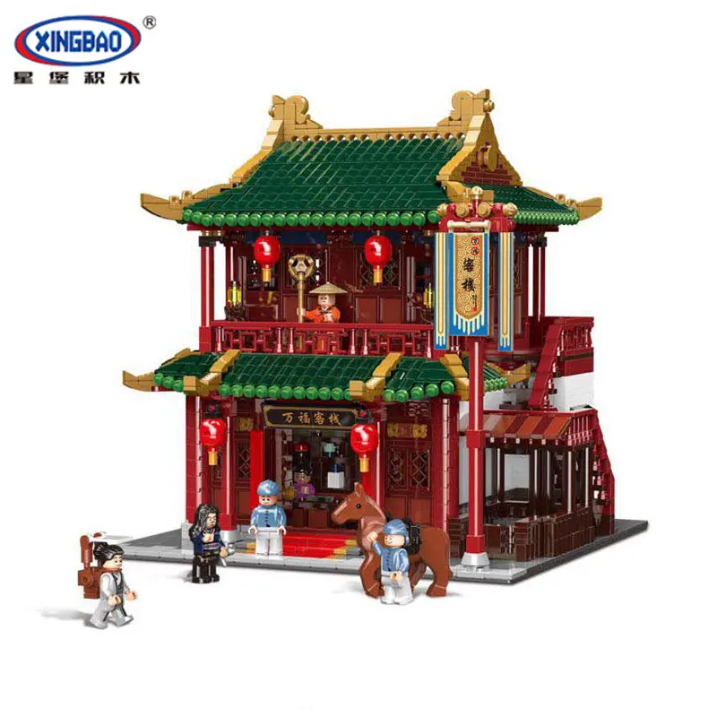 

XINGBAO 01022 3046Pcs Chinese Building Series The Wanfu Inn Set Building Blocks Bricks Educational Toys Model Gifts Assembled