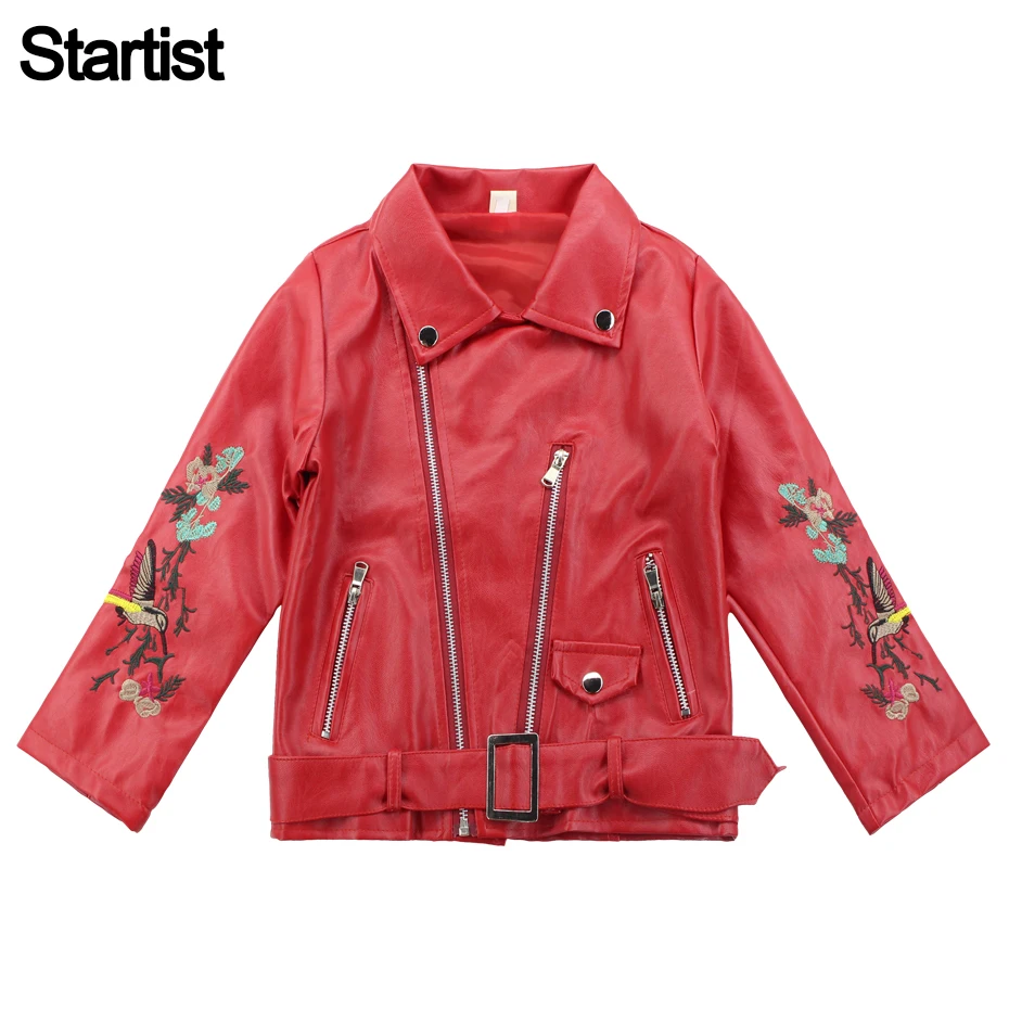 Buy Kids Leather Jacket Cartoon Embroidery Girls PU Jacket Children Leather