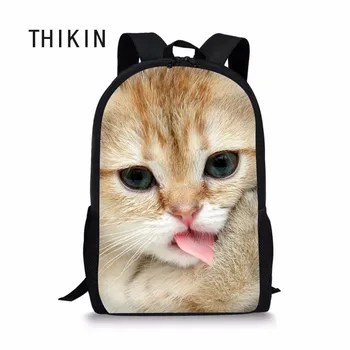 

THIKIN Lovely Cat Pattern Print Backpack Women Travel Bags Student School Bag Girls Bookbag Casual Personality Satchel Mochila