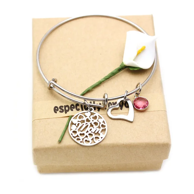 Us 3 12 33 Off Love Family Crystal Birthstone Mom Bracelet Jewelry Expandable Wire Heart Bangles Mother S Day Gift For With Box In Us 3 12 33 Off Love Family Crystal Birthstone Mom Bracelet Jewelry Expandable Wire Heart Bangles Mother S Day Gift For With Box In