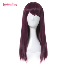 Парики L-email, новинка, косплей, парик из натуральных волос 50 см, длинные, фиолетовые, жаростойкие, синтетические волосы, парик для косплея