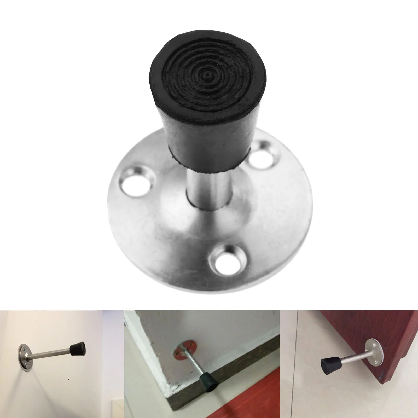 

DRELD 1Pc 45x50mm Wall Mount Door Stops Stainless Steel Door Stopper Holder Catch Floor Fitting For Home Bedroom Toilet Hardware