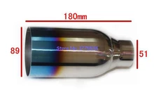 Universal ID:51mm OD:89mm L:180mm Racing Car Exhaust Tip Muffler Tailpipe Stainless Steel Car Exhaust Muffler Tip End Pipe