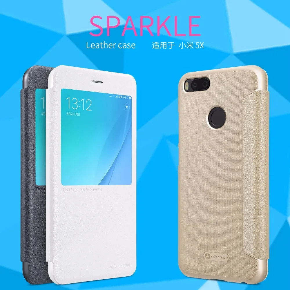 

Xiaomi mi a1 flip case MiA1 Mi5x Mi 5x Auto sleep smart cover 5.5" Nillkin sparkle PU leather case for Xiaomi mi a1 with magnet