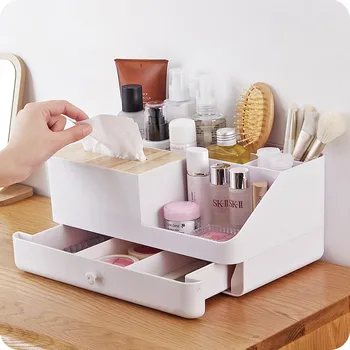 

Large desktop plastic drawer storage box household Bathroom dressing table paper cosmetic organizer finishing box mx01151907