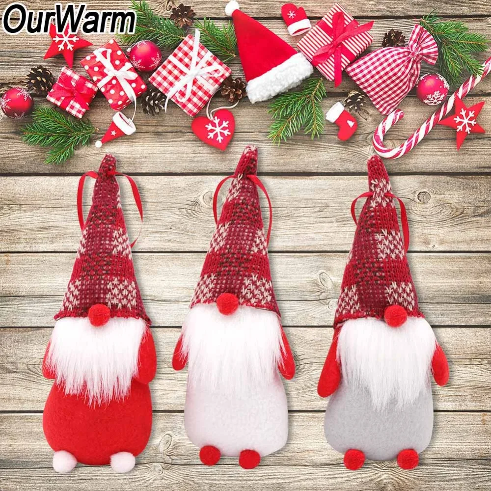 

OurWarm 3pcs Gnome Santa Christmas Ornaments 18x7cm Fabric Gnome Christmas Tree Decorations New Year's Toys Home Decoration