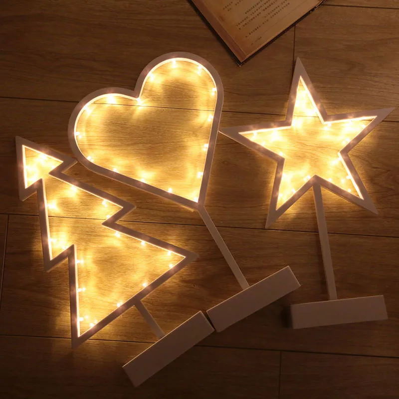 Romantic 3D Battery Table Lamp Christmas Tree Star Heart LED Decorative Night Light Party New Year Decor Birthday Christmas Gift