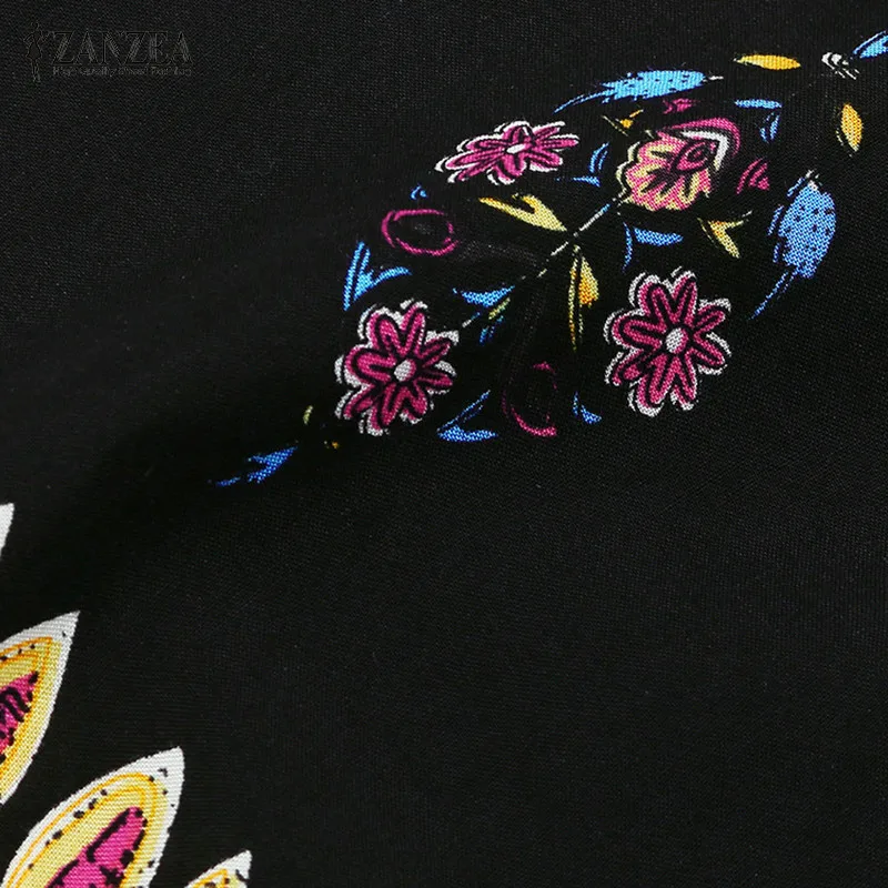 2018 Summer Flowers Print Women Retro Streetwear Loose Plus Size Dresses Boho V Neck Casual Mini Dress Vestidos Beach Sundress Dresses