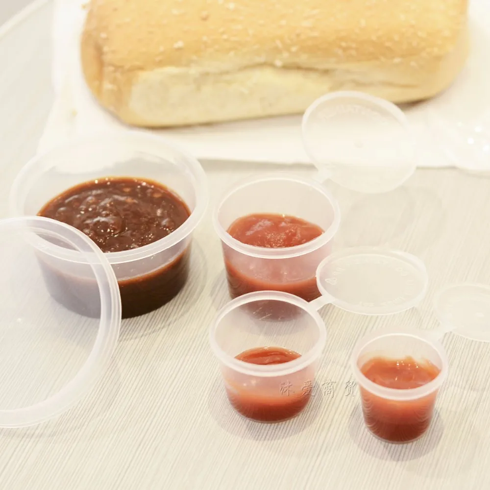 

100 X Disposable Spice Jam Containers 3 Capacity Small Jelly Cup Sauce PP Seasoning Box W Transparent Lid