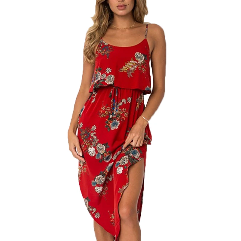

Vestidos Verano 2018 Dresses Women Fashion Floral Print Strapless Sexy Summer Dress Ladies High Waist Casual Boho Beach Dress