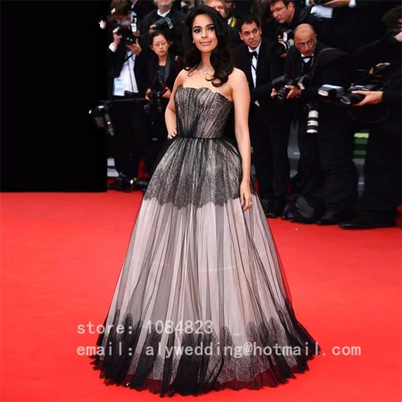 Vestido-de-Fiesta-Black-Lace-Strapless-Red-Carpet-Celebrity-Dresses-Long-Formal-Evening-Dress-Robe-de