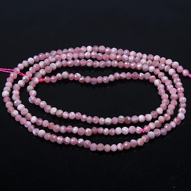 2 мм 3 мм натуральный круглый граненый Родохрозит камень розовый драгоценный камень свободные бусины DIY Аксессуары для ожерелья браслет ювелирных изделий