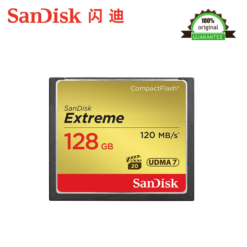 

Sandisk Extreme Compactflash CF Card 128GB Memory CF Up to 120MB/s Read Speed for 4K and Full HD video Official Verification