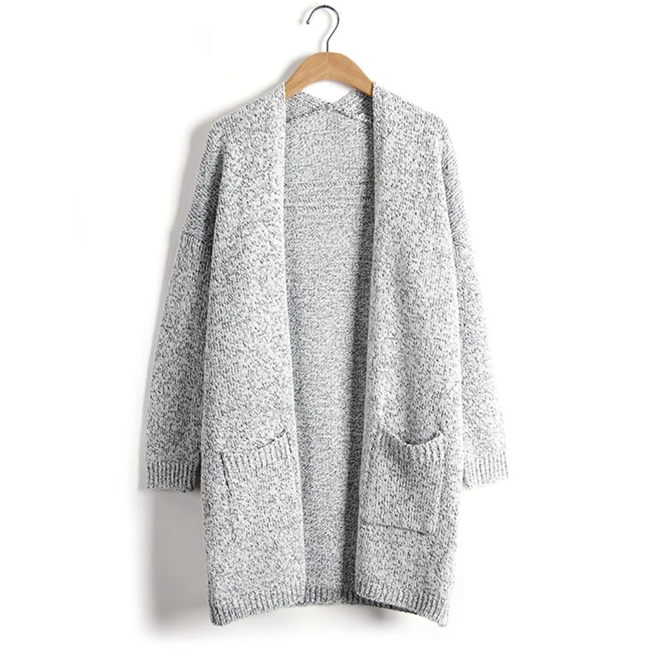 

2019 Autumn and Winter Sweaters Women Deep V Neck Loose Gray Cotton Knitted Cardigan Jackets Female Sweater Coat Plus Size S-5XL