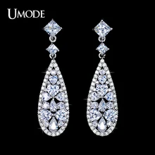 UMODE Brincos Vintage Rhodium plated Long Earrings With Mulitshape AAA CZ Drop Earrings For Women Jewelry AUE0091