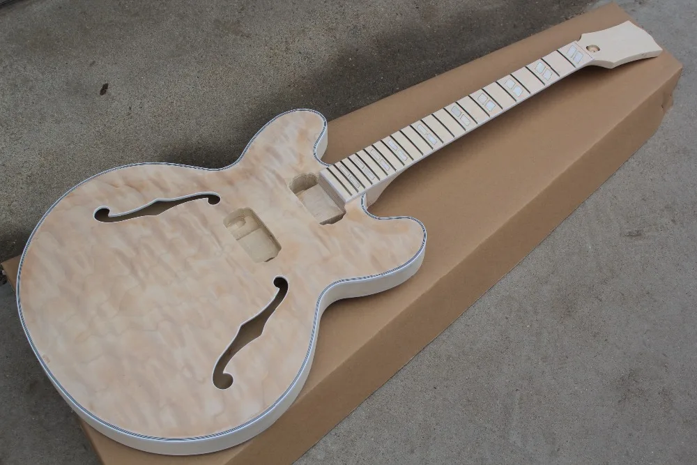 

free shipping 335 jazz Custom 335 hollow Guitar Body DIY 6 Strings customize guitar DIY kit