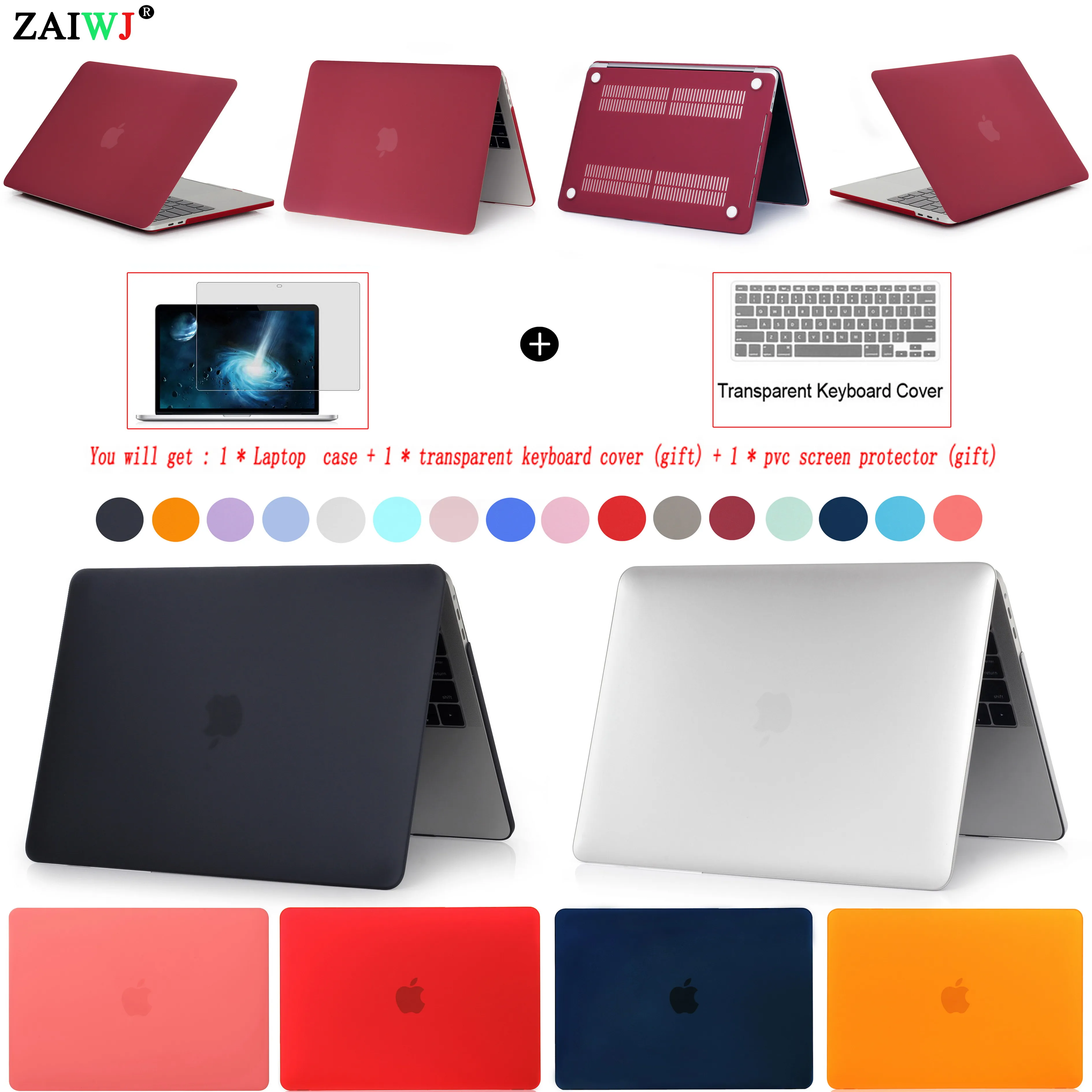 Новый 2018 ZAIWJ сумка для ноутбука чехол MacBook Air Pro retina 11 12 13 15 для Mac New Pro 13 15 дюймов с сенсорной панелью + крышка клавиатуры