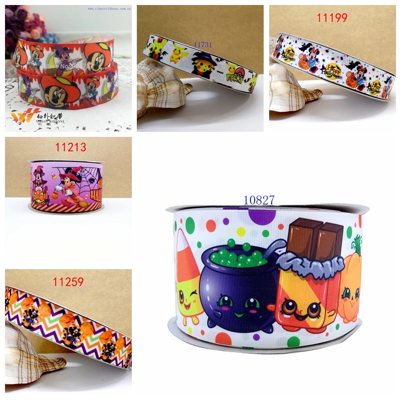 

Free shipping 50 yard Halloween ribbon printed grosgrain ribbon 10827
