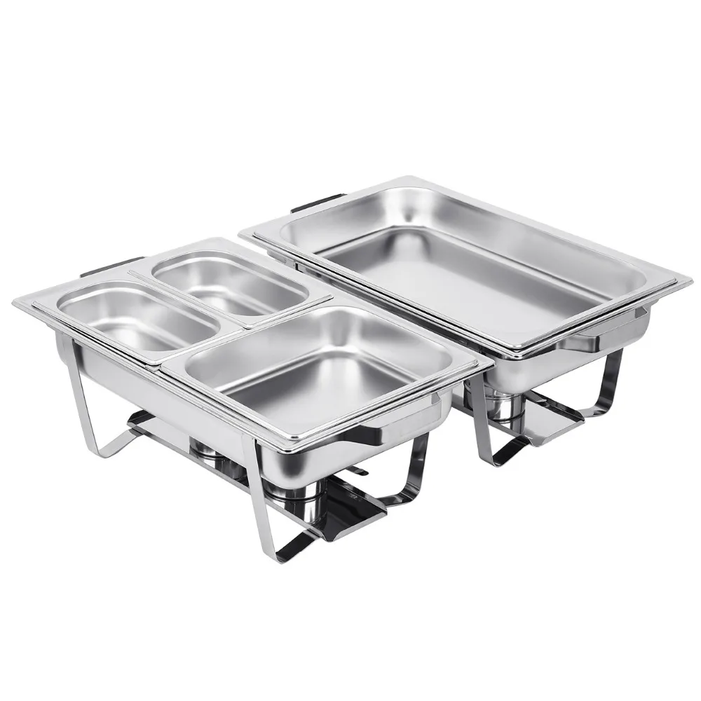 

(Ship from EU) 2pcs Stainless Steel Chafing Dish Buffet Stoves Caterers Xmas Party Food Warmer