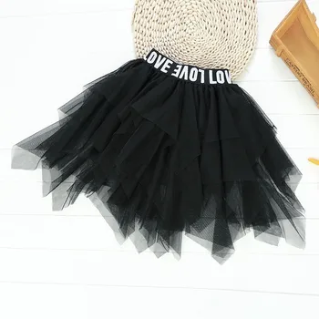 2019 Spring and Autumn Girls Skirts New Children's Lace Ball Gown Skirt Irregular Stacking Mesh Skirt for Kids 4